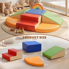 Hoohtoot Foam Climbing Blocks for Toddlers: 6-Piece Soft Play Set – PU Leathe…