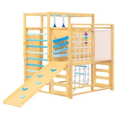 9-in-1 Indoor Outdoor Jungle Gym, Wooden Toddler Jungle Gym Playground Set, Wood