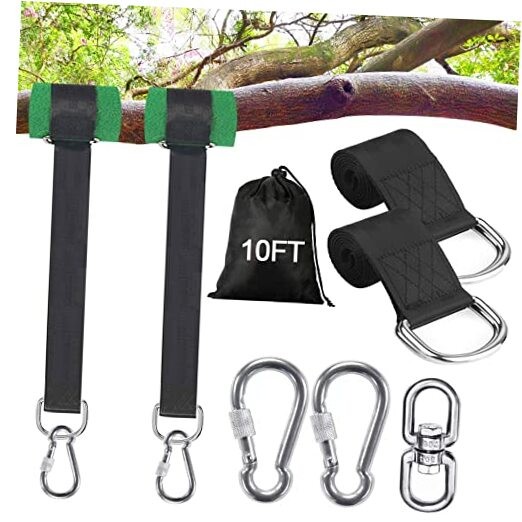 Safe Tree Swing Hanging Straps Kit, 3FT//15FT/20FT, Heavy Duty Holds 10FT black