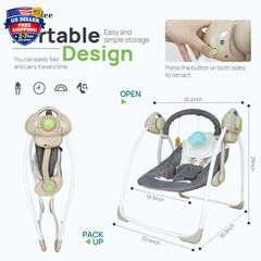 Baby Electric Swing,Soothing Portable Swing with Intelligent Music Vibration …