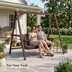 6.2FT Porch Swing Frame, 660 LBS Heavy Duty A-Frame Wooden Porch Swing Stand wit