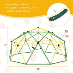 Costway 10 FT Climbing Dome with Swing Outdoor Kids Play Jungle Gym
