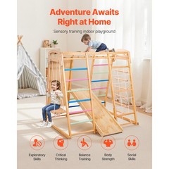 Uimoso 7-in-1 Wooden Indoor Jungle Gym Playground for Children