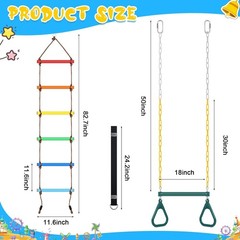 48” Trapeze Swing Bar & 6.8ft Climbing Rope Ladder for Outdoor Fun – 2 Pack