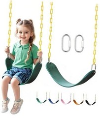 Heavy Duty Swing Seat, Kids Swing with 66″ Rust-Resistant Chains, 1 Pack Green