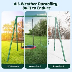 440lbs Heavy Duty Swing Set for Backyard with Frame & 2 Swings Kids Outdoor Play