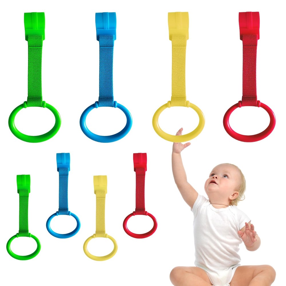 8Pcs Playpen Pull Up Rings, Plastic Adjustable Safety Baby Pull Up Rings – To…
