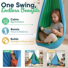Sensory Swing for Kids Indoor Outdoor – Calming Cocoon Therapy Green/Blue