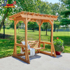 Cedar Wood Outdoor Patio Pergola Swing Bench with Trellis 600 Lb Weight Capacity