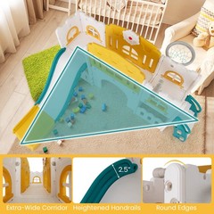 All in 1 Toddle Slide Playset Freestanding Kids Slide w/ Tunnel Basketball Hoop