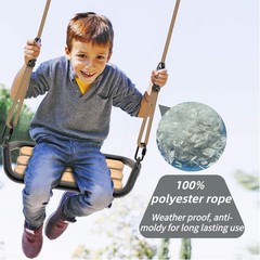 Outdoor Wooden Swing Seat w/ Steel Frame Rope Kids Adults Backyard Use