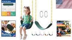 Durable Green Kids Swing with Finger-Safe Design & 66” Chains for Playgrounds