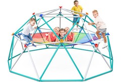 10FT Geometric Climbing Dome Outdoor Jungle Gym with Hammock for Kids Max 800LBS