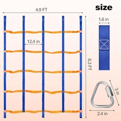 Climbing Net for Kids Outdoor, Portable Ninja Cargo Net Rope Blue&orange