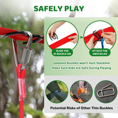 Ninja Warrior Obstacle Course for Kids Backyard – 2×65Ft Slackline Kit with 10 M