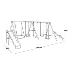 uper 10 Metal Swing Set with Saucer Swing Standing Swing Teeter-Totter Lifetime