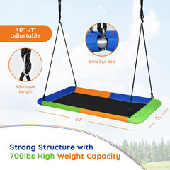 60” Kids Giant Tree Rectangle Swing 700 lbs w/ Adjustable Hanging Ropes