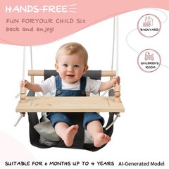 Toddler Swing, High Back Baby Swing with Detachable Tray (Grey)