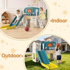 9 in 1 Toddler Slide, Kid Slide for Toddlers Age 1-3 with Ring Toss, Basketba…
