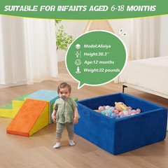 6-Piece Foam Climbing Blocks with Ball Pit for Toddlers,Soft Play Set for Indoor