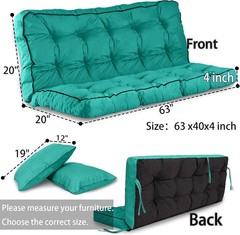 Outdoor Swing Cushions Waterproof, Thicken Porch Swing Cushion Replacement, 63 I