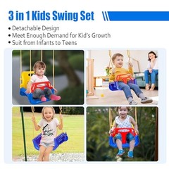 3-in-1 Convertible Kids Swing Seat with Detachable High-Back Support, Navy
