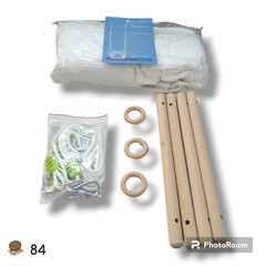 MLIAN Natural Wood and Canvas Baby Swing & Seat Chair for ages 6-36 Months