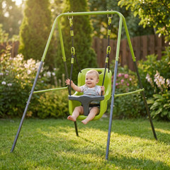Indoor-Outdoor Baby Swing with Safety Seat for Toddlers