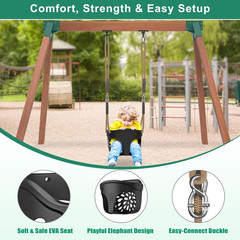 Heavy Duty Swing Set Brackets Kit with 2 Green A-Frame Swing Brackets, 4 Black S