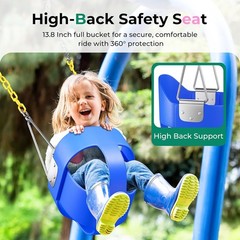 Kids Toddler Swing Seat High Back Full Bucket Swing Chair Playground,Blue