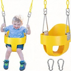 DECORLIFE Toddler Full Bucket Swing Seat High Back 330lb Capacity, Yellow