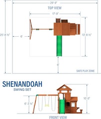 Backyard Discovery Shenandoah Cedar Wood Swing Set with Wave Slide, Raised Clubh
