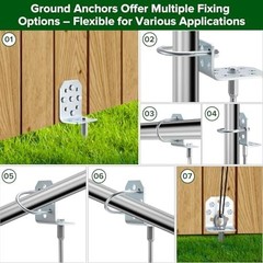Swing Set Anchors 20″ – Heavy Duty Ground Anchors Screw in with L-Brackets & Dri