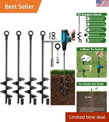 Ground Anchors Heavy Duty, Swing Set Anchor Kit 18 Inch 4 Pack Screw in Earth…