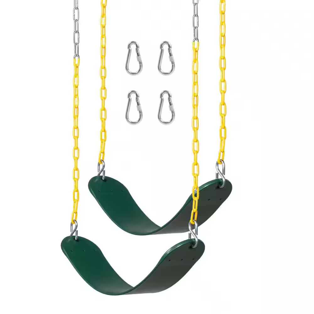 Green Heavy Duty Swing Seats Replacement for Swing Set (2-Pack) with Rust-Resist