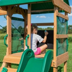 Cedar Swing Set Play Ground Slide Kid Wooden Wall Back Yard Children Wood House