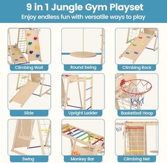 9-in-1 Montessori Wooden Kids Play Gym