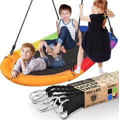 SereneLife 67″ Giant Platform Tree Swing with Hang Ki- Rainbow