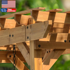 Backyard Discovery Callahan 8′ x 5′ Cedar Wood Outdoor Patio Pergola Swing Bench