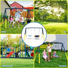 2-in-1 Swing Set for Backyard with Stand Swing Heavy Duty 440lbs Metal Outdoor