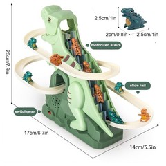 Electric Dinosaur Race Track Toy with Music Lights Climbing Slide Game