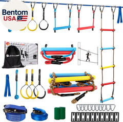 Ninja Warrior Obstacle Course for Kids – 2*56FT Slackline Kit with 8 Obstacles |