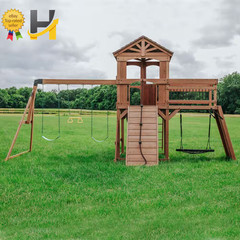 Backyard Discovery Sterling Point Outdoor Playground Set W/ Elevated Clubhouse,
