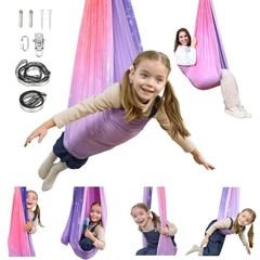 Sensory Swing, Indoor & Outdoor Sensory Swing for Kids & Adults, Pink-purple