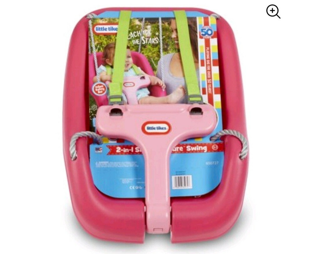 2-In-1 Snug And Secure Swing Magenta Easy-In Hinged T-bar Toddler Kids Swing Set