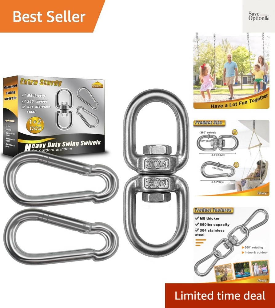 2+1 Heavy Duty 304 Stainless Steel Swing Swivel Ring, Double Ended Swivel Eye…