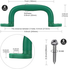 Green Playground Safety Handles, Non-Slip Plastic Kids Grab Handles, Durable Ind