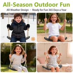 Heavy-Duty Ergonomic Kids Tree Swing Seat – Indoor/Outdoor Play (264lb, Black)