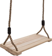 Wooden Swing, Outdoor Flat Bench Seat with Adjustable Nylon Hanging Rope for Kid