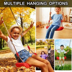Heavy Duty Red Non-Slip Plastic Swing Seat, Adj Rope, Kids Indoor/Outdoor Fun
